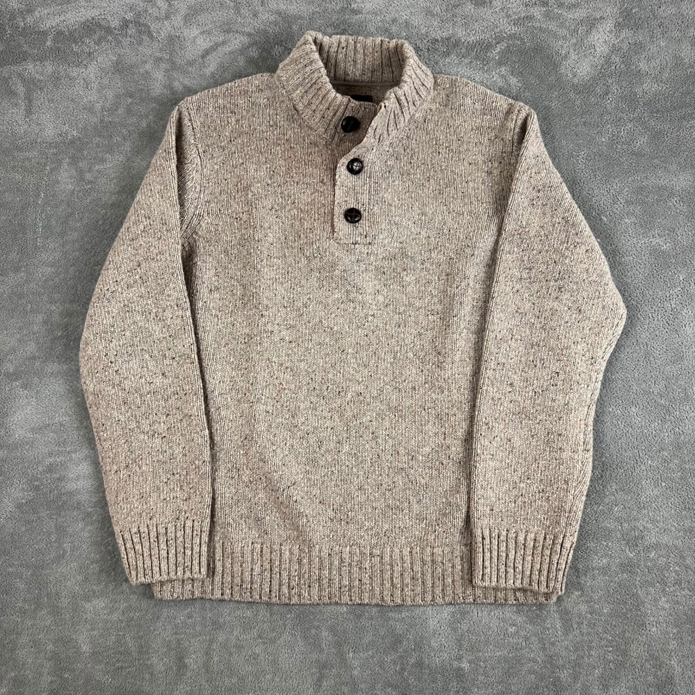 Untuckit‎ Henley Sweater Mens XL Heathered Beige Lambswool Old Money